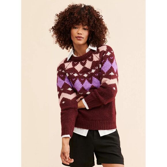 Vero Moda Sweaters - Vero Moda Womens Purple Filipa Fair Isle Sweater, XL
